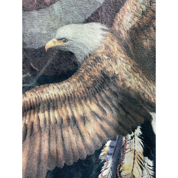 The Mountain Dream Catcher Blue Tshirt XL Bald Eagle USA Flag - Picture 8 of 9